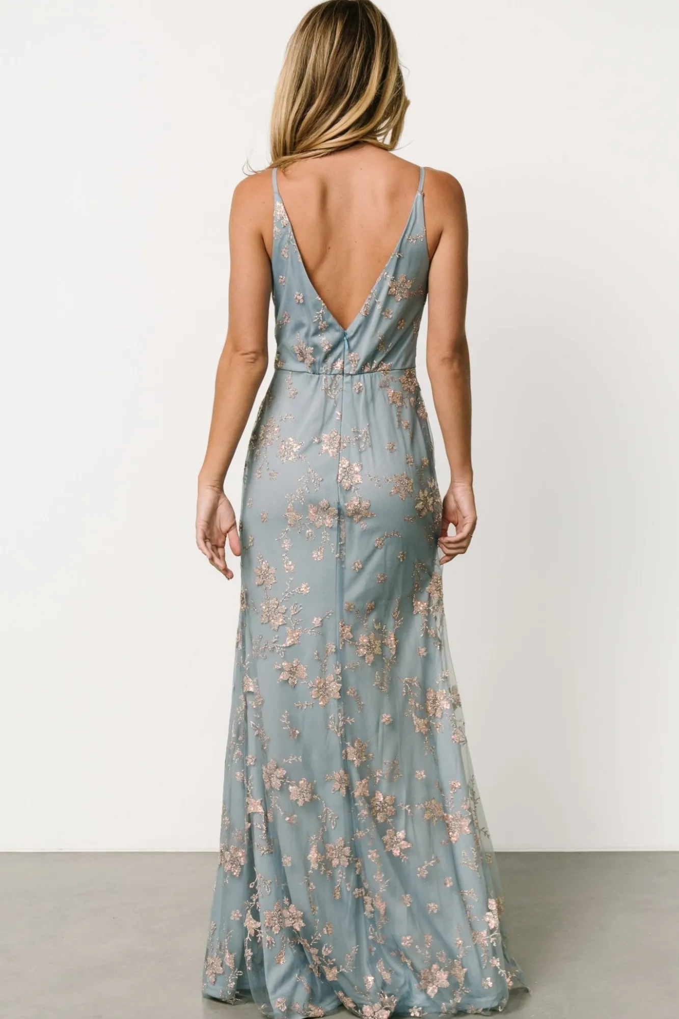 Baltic Born Marcia Sparkle Gown | Light Blue + Rose Gold