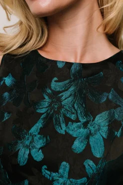 Baltic Born Maren Embossed Midi Dress | Black + Teal Floral