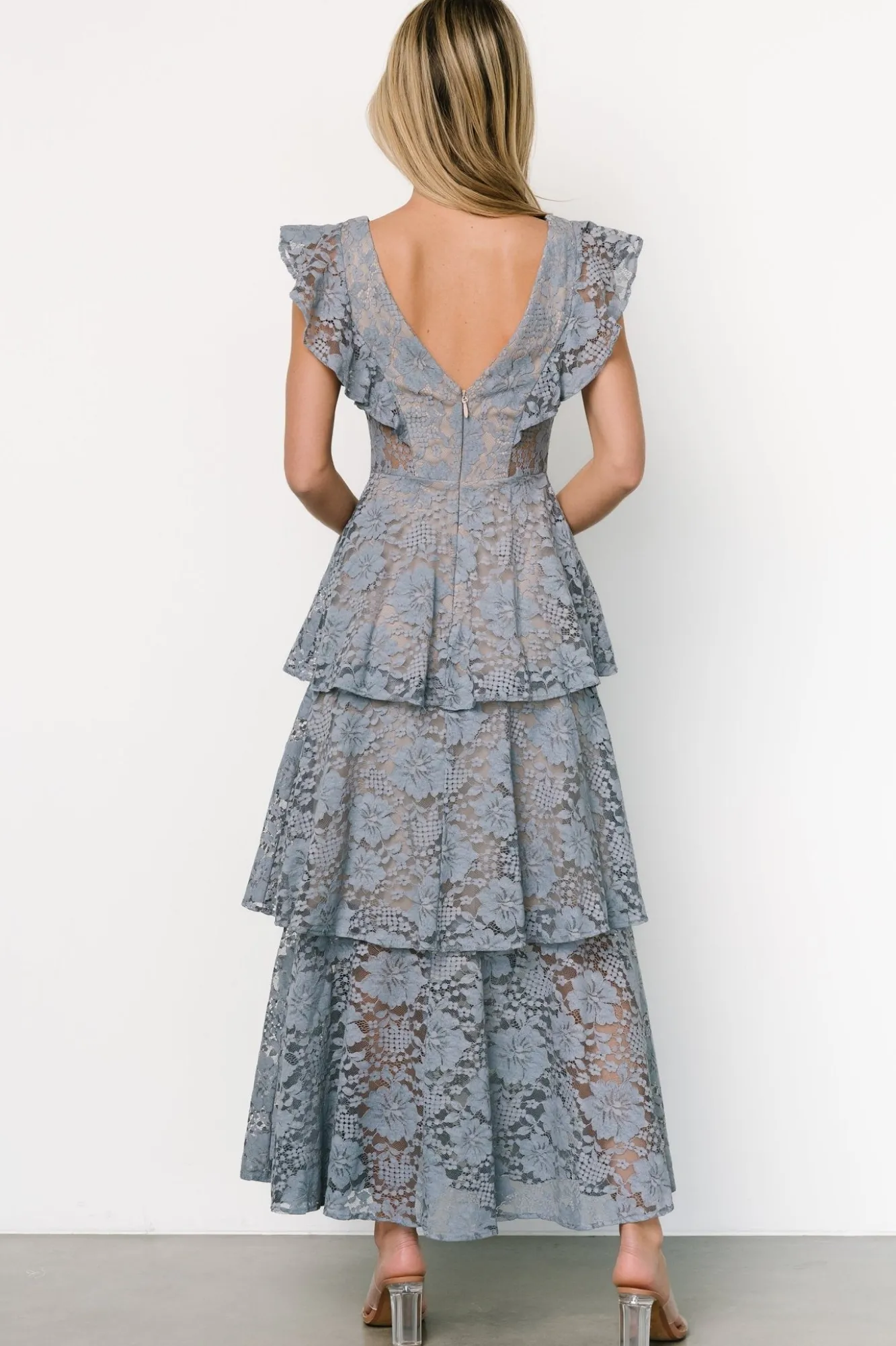 Baltic Born Margot Lace Tiered Maxi Dress | Dusty Slate