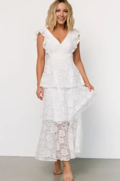 Baltic Born Margot Lace Tiered Maxi Dress | Off White