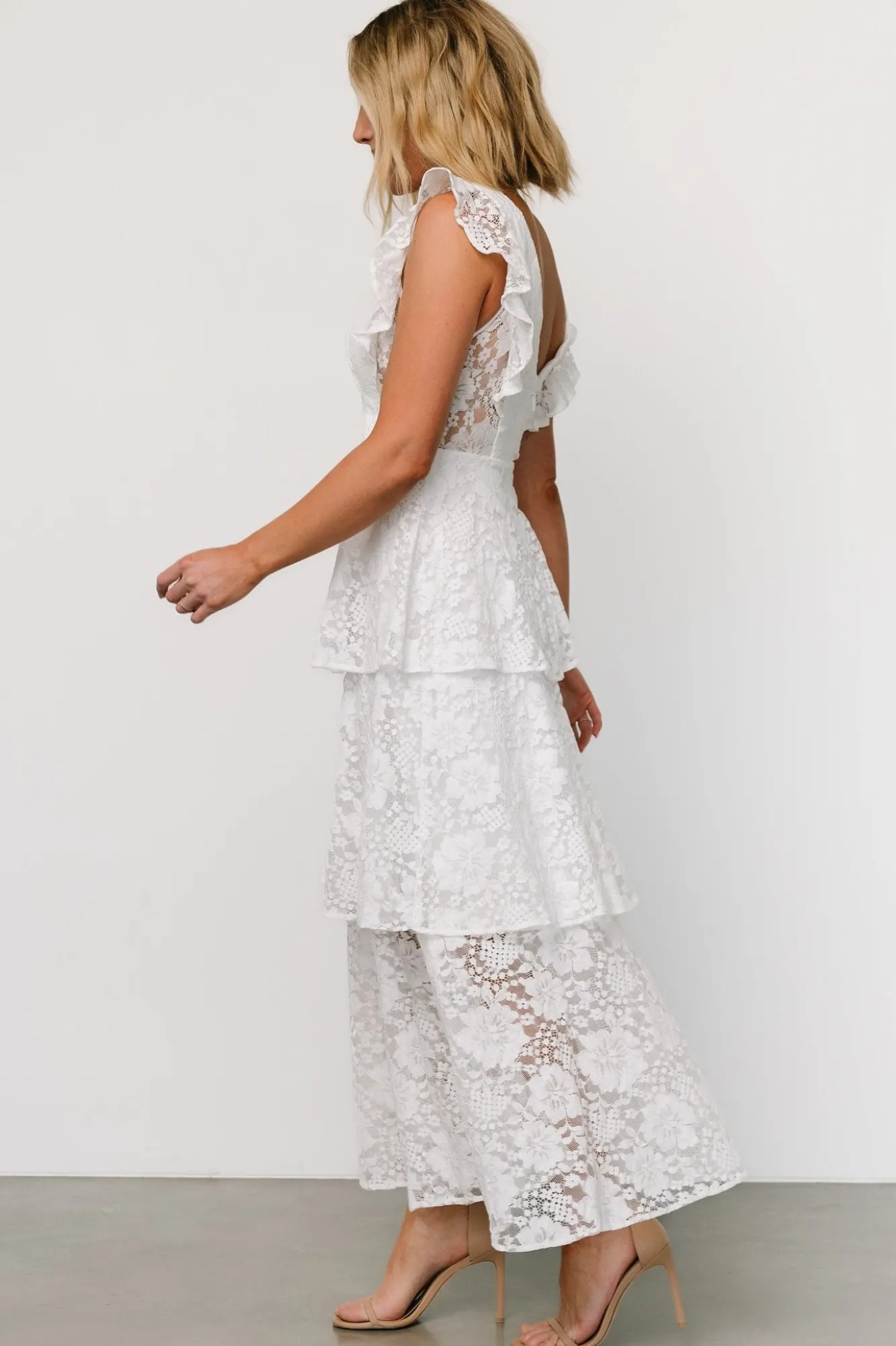 Baltic Born Margot Lace Tiered Maxi Dress | Off White