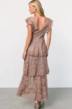 Baltic Born Margot Lace Tiered Maxi Dress | Desert Taupe
