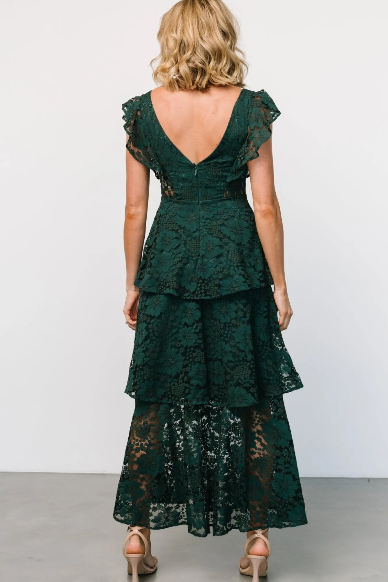 Baltic Born Margot Lace Tiered Maxi Dress | Deep Emerald