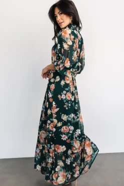Baltic Born Marie Mock Neck Maxi Dress | Dark Green Floral