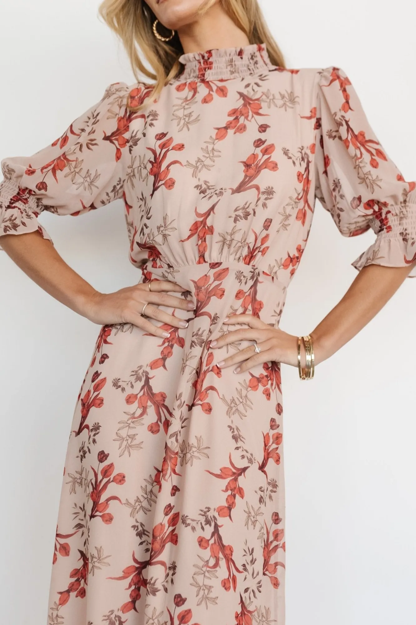 Baltic Born Marie Mock Neck Maxi Dress | Blush Floral
