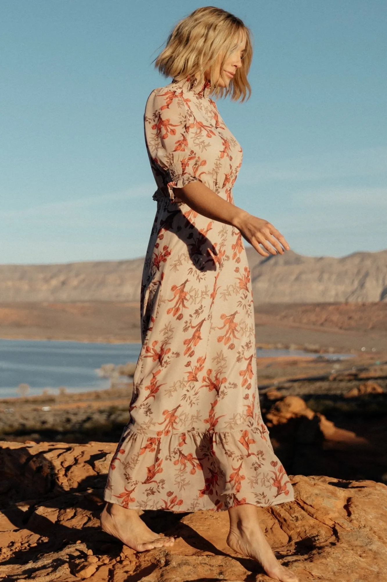 Baltic Born Marie Mock Neck Maxi Dress | Blush Floral