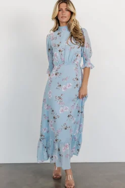 Baltic Born Marie Mock Neck Maxi Dress | Sky Blue Floral