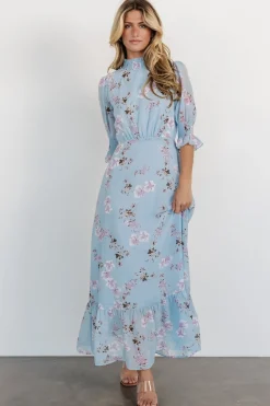 Baltic Born Marie Mock Neck Maxi Dress | Sky Blue Floral