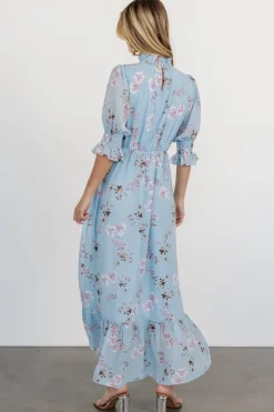 Baltic Born Marie Mock Neck Maxi Dress | Sky Blue Floral