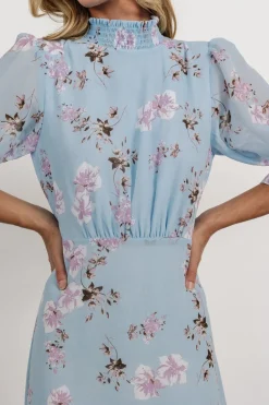 Baltic Born Marie Mock Neck Maxi Dress | Sky Blue Floral