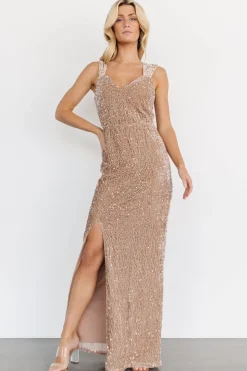 Baltic Born Marilyn Sequin Maxi Gown | Taupe Iridescent