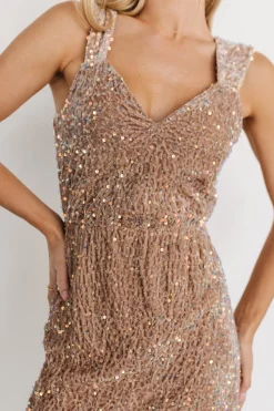 Baltic Born Marilyn Sequin Maxi Gown | Taupe Iridescent