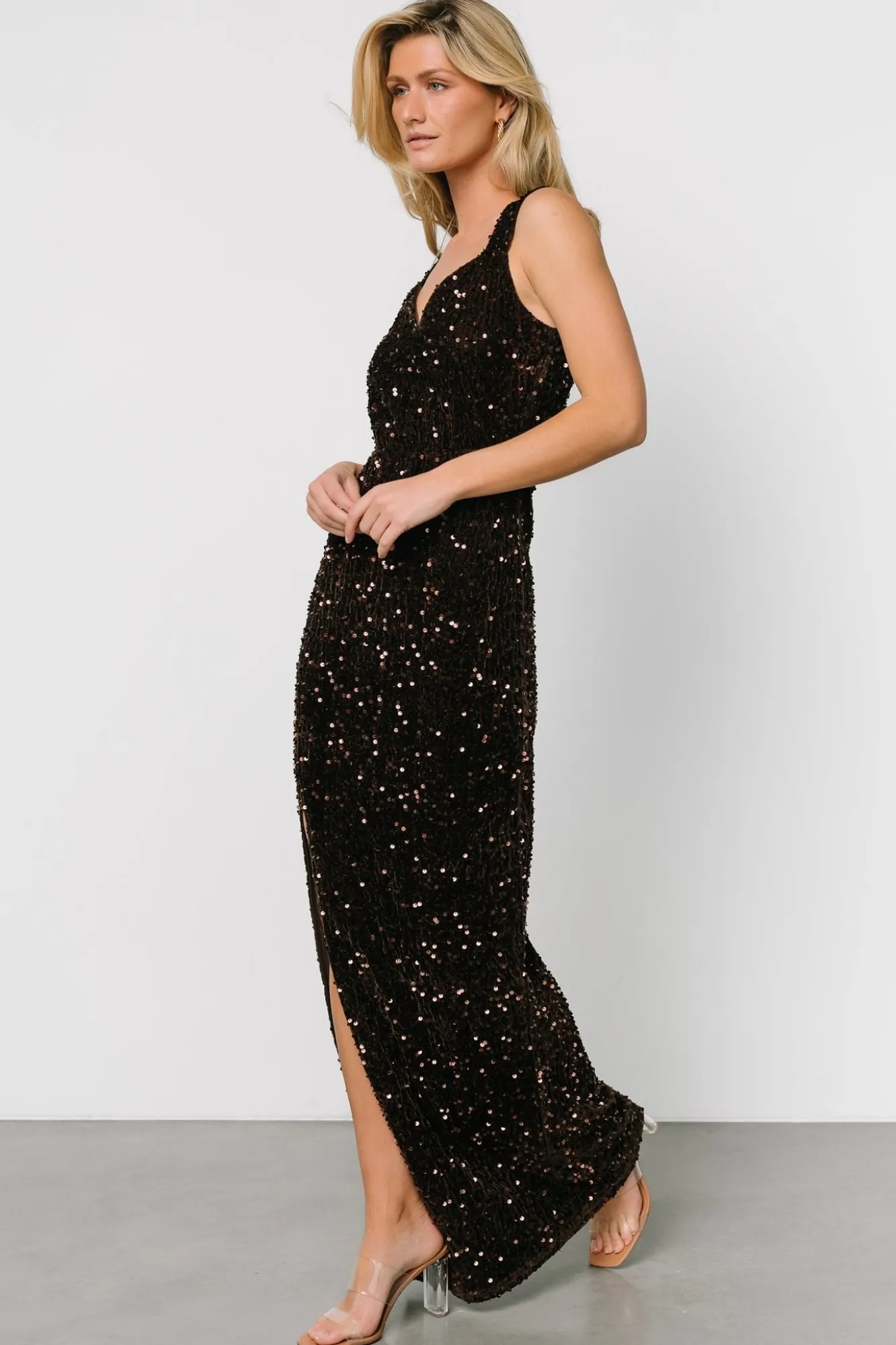 Baltic Born Marilyn Sequin Maxi Gown | Dark Brown