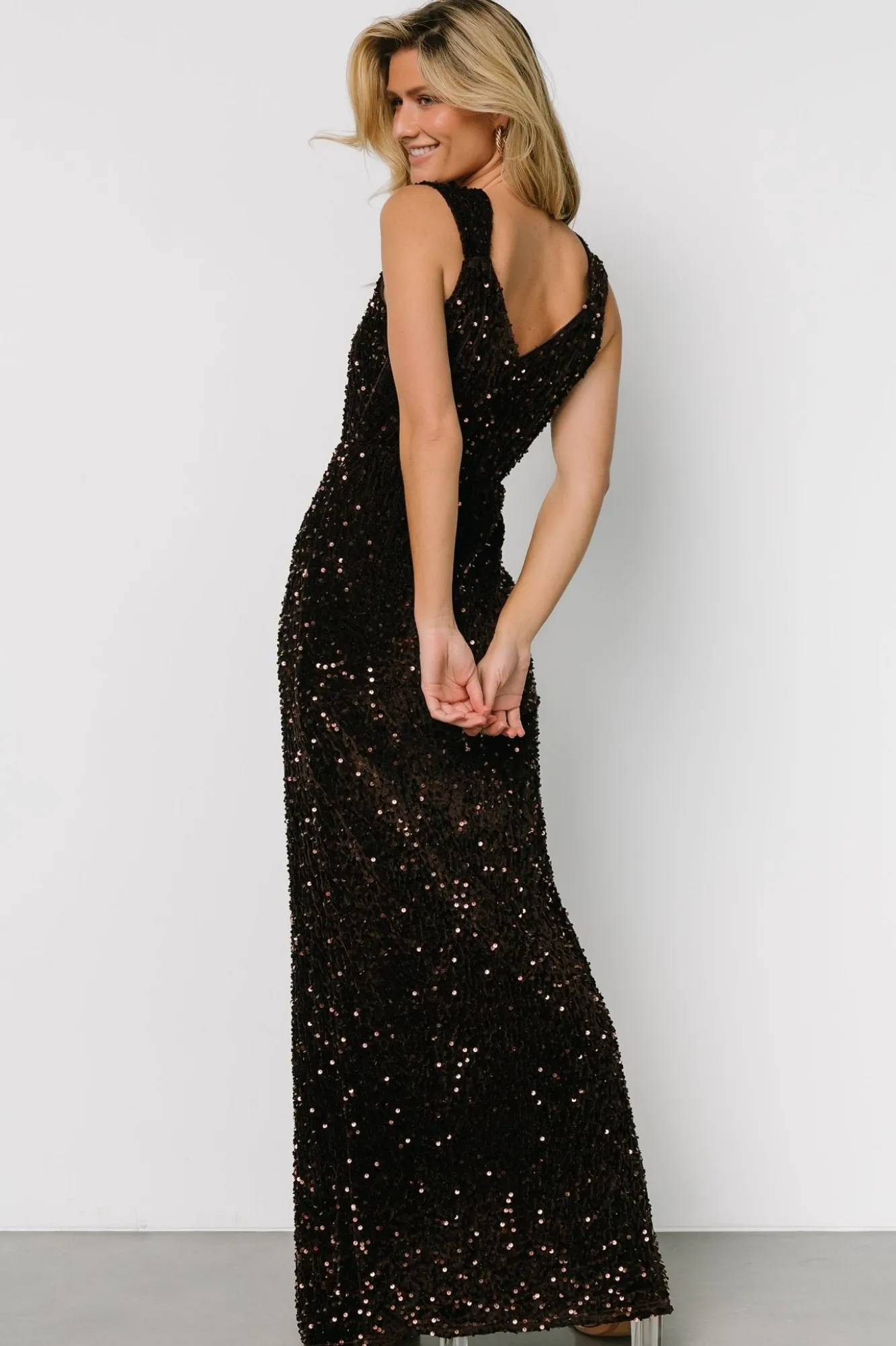 Baltic Born Marilyn Sequin Maxi Gown | Dark Brown