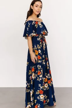 Baltic Born Marley Off Shoulder Maxi Dress | Navy Floral