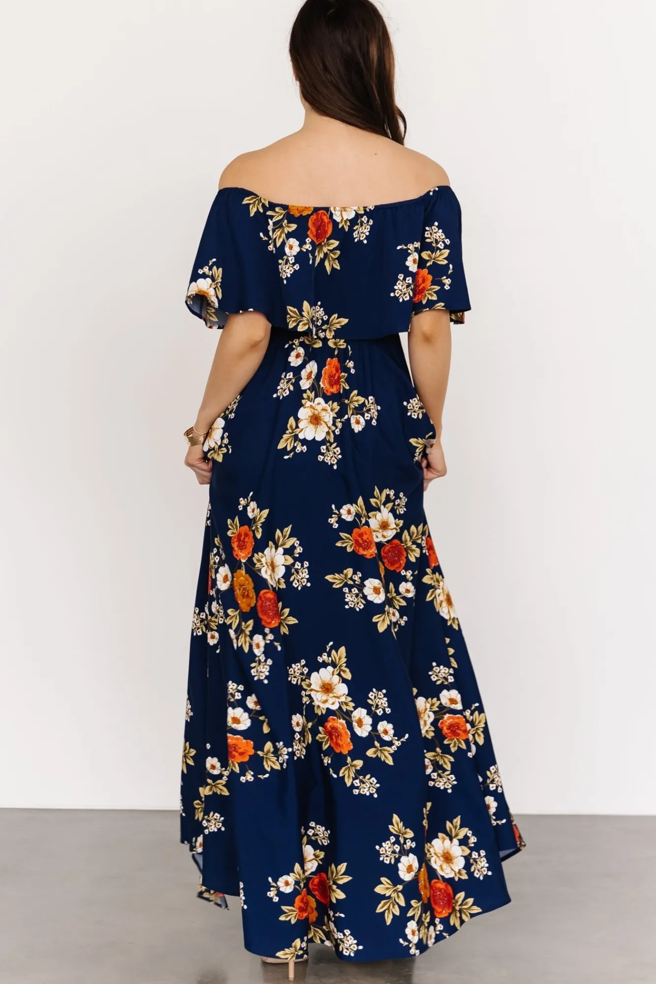 Baltic Born Marley Off Shoulder Maxi Dress | Navy Floral
