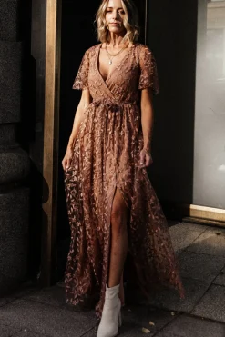 Baltic Born Marseille Embossed Maxi Dress | Nude Rose