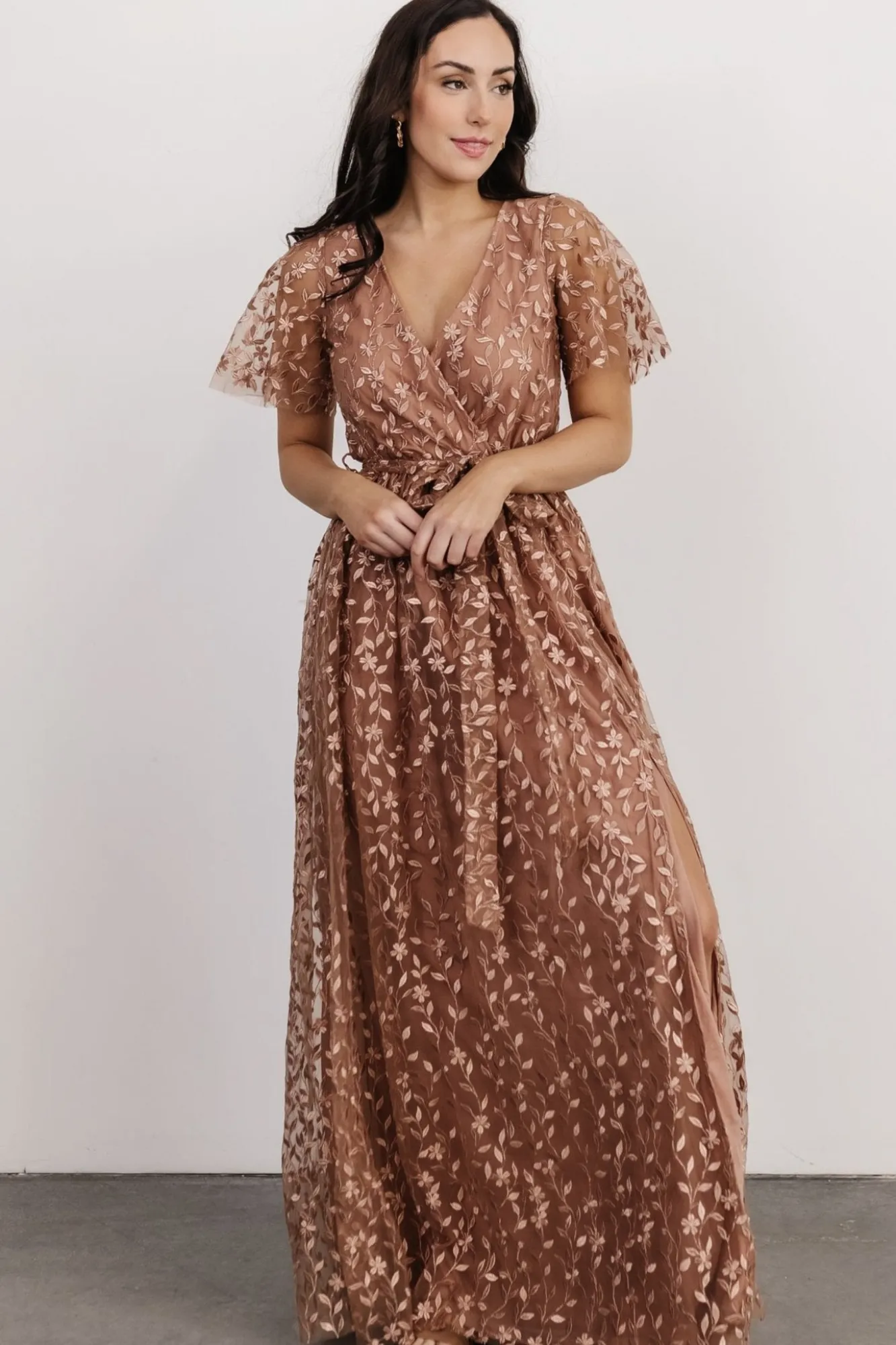 Baltic Born Marseille Embossed Maxi Dress | Nude Rose