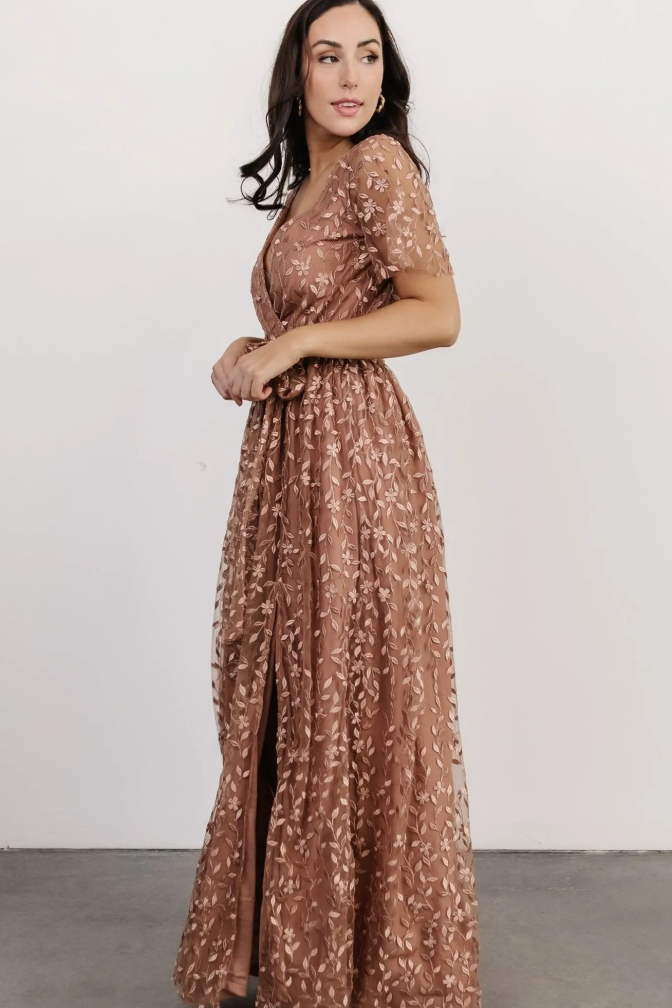 Baltic Born Marseille Embossed Maxi Dress | Nude Rose