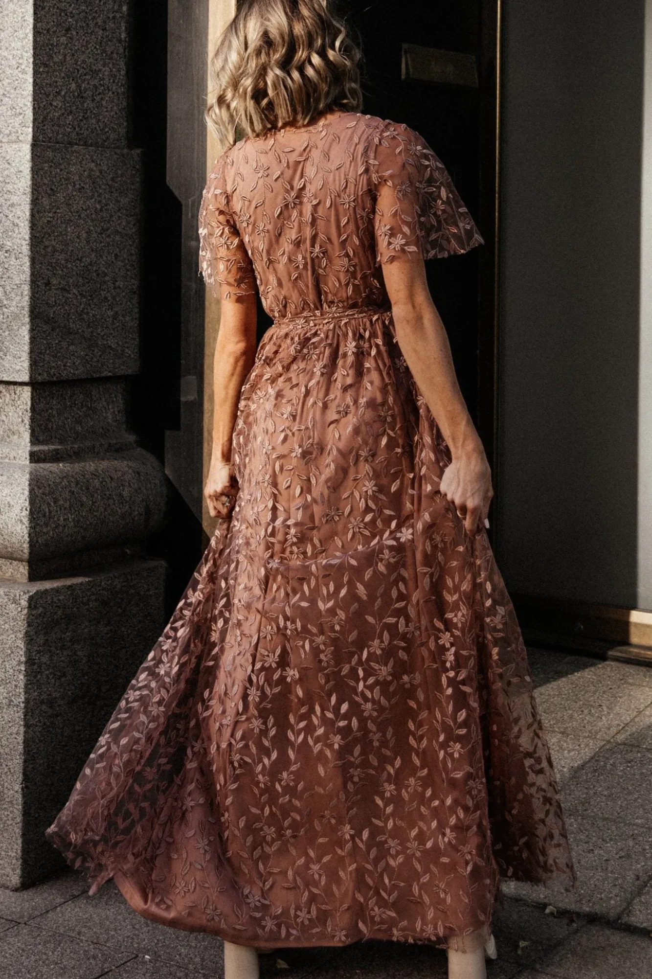 Baltic Born Marseille Embossed Maxi Dress | Nude Rose