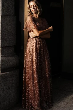 Baltic Born Marseille Embossed Maxi Dress | Nude Rose