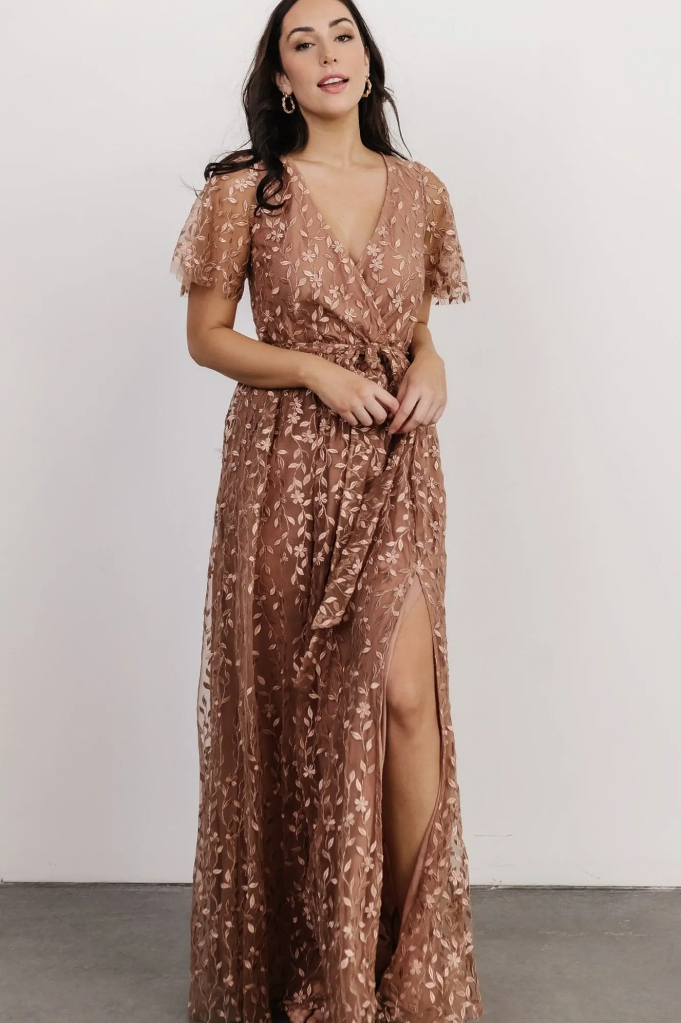 Baltic Born Marseille Embossed Maxi Dress | Nude Rose