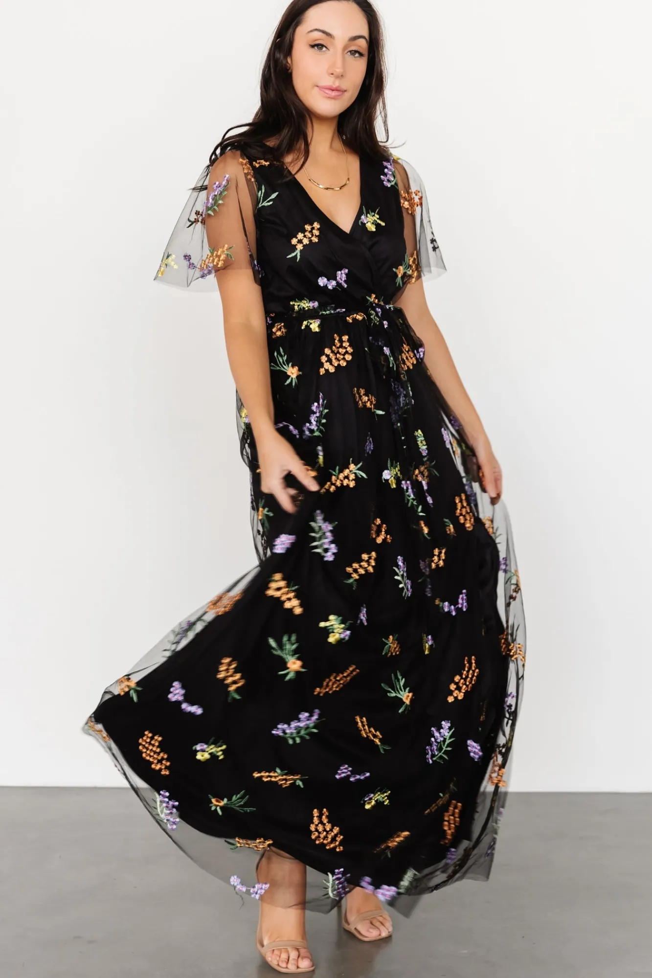 Baltic Born Marseille Embossed Maxi Dress | Midnight Meadow