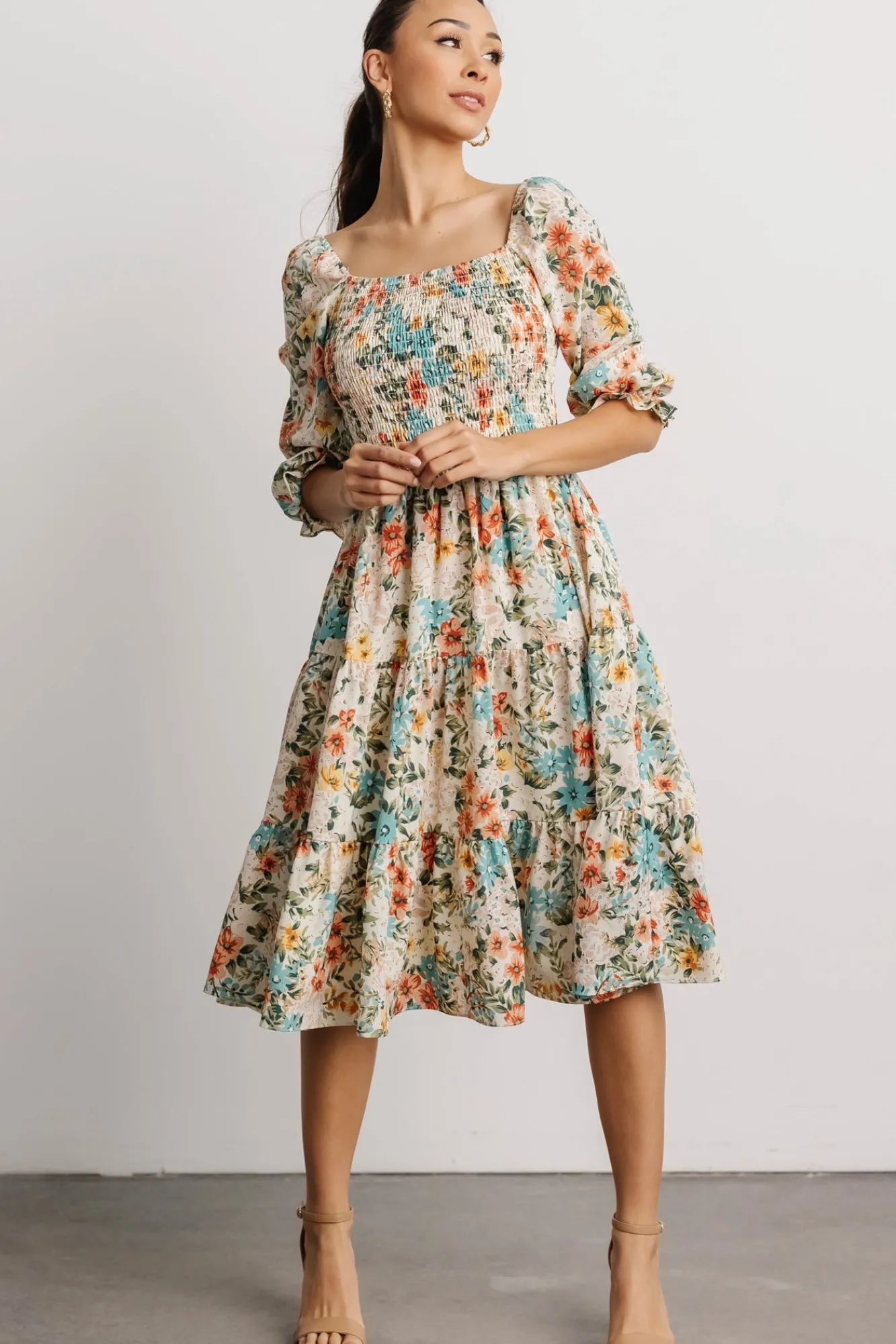 Baltic Born Marta Smocked Midi Dress | Summer Floral