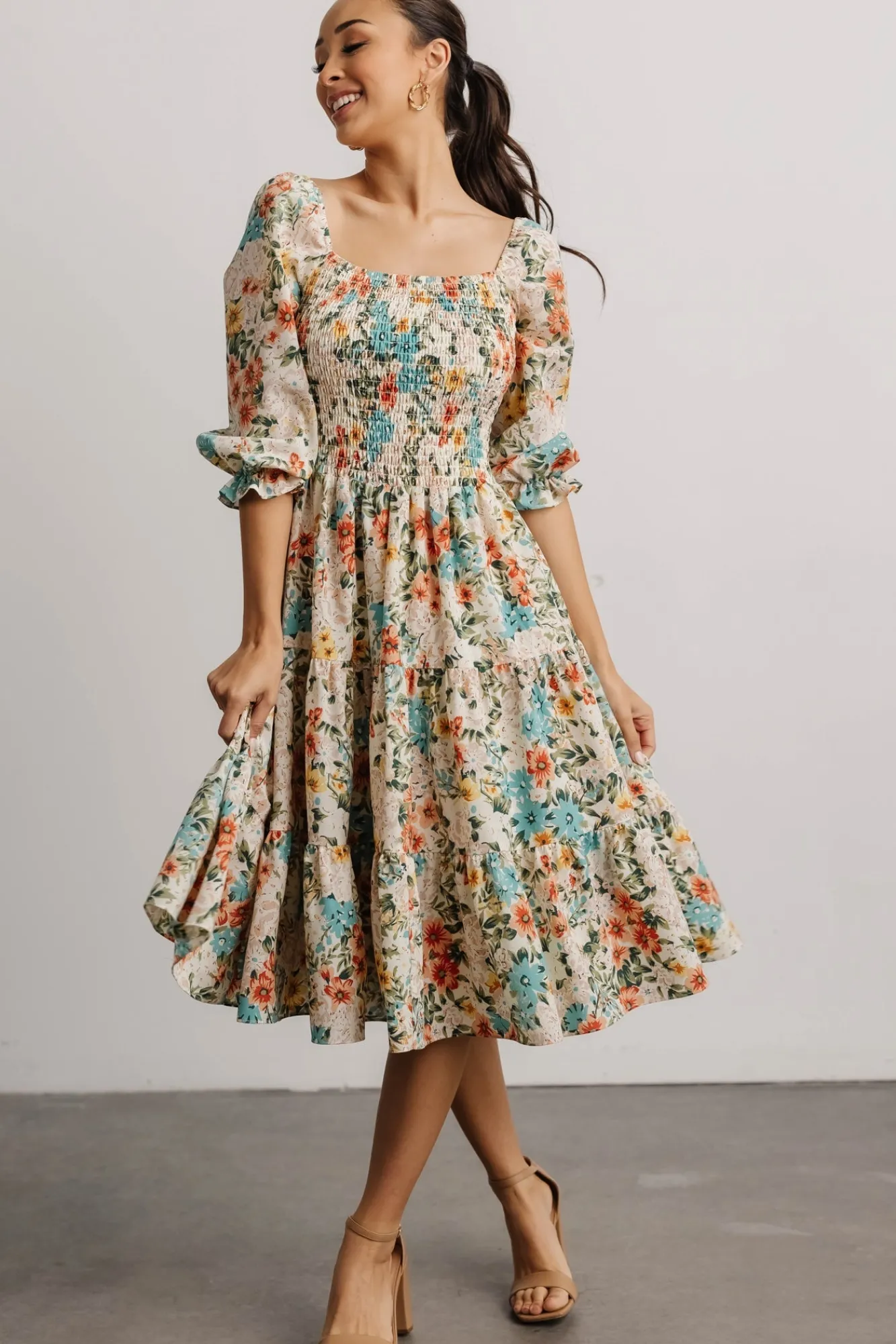Baltic Born Marta Smocked Midi Dress | Summer Floral