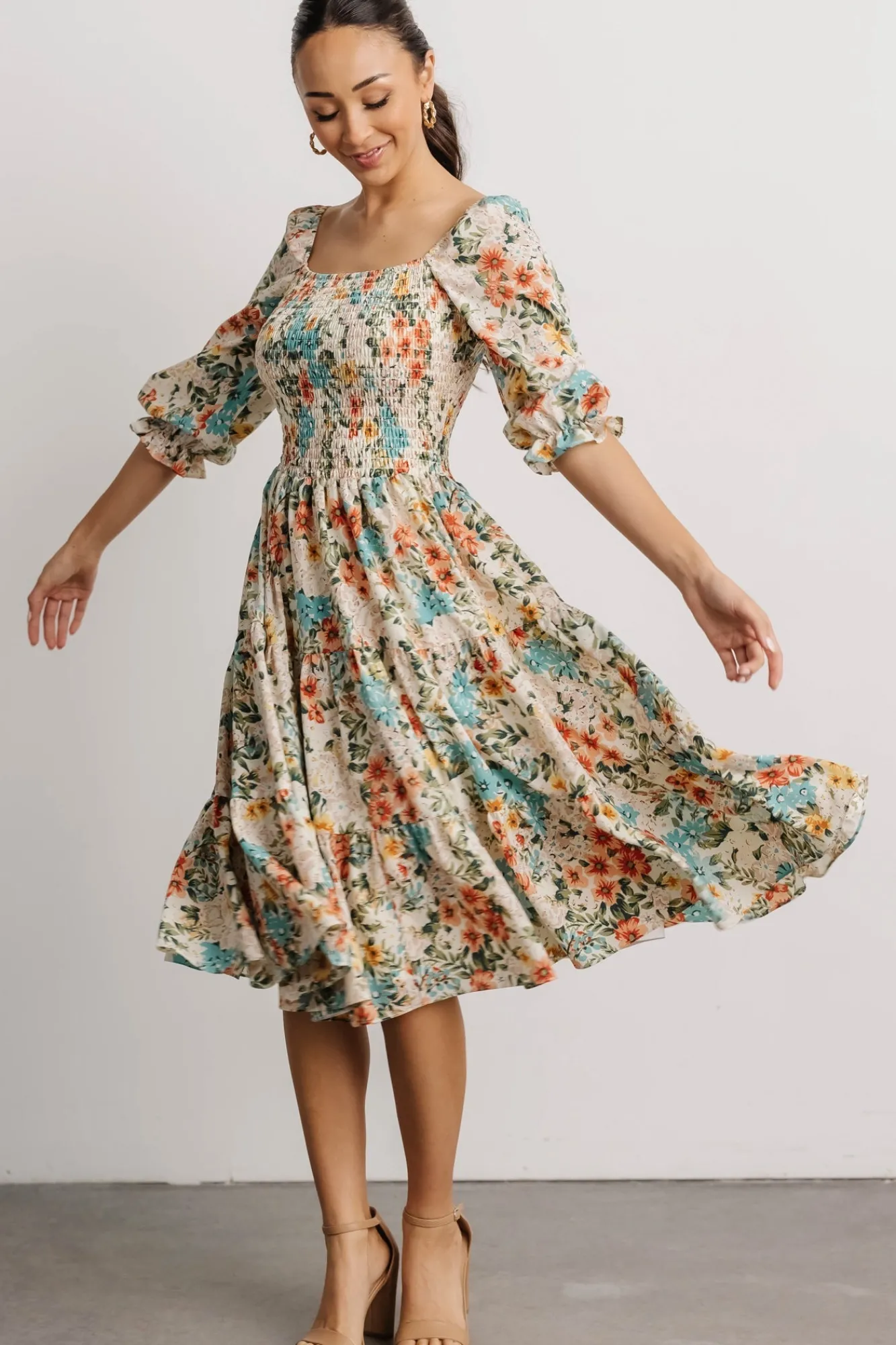 Baltic Born Marta Smocked Midi Dress | Summer Floral