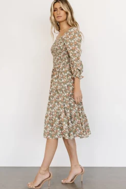 Baltic Born Marta Smocked Midi Dress | Dusty Olive Floral