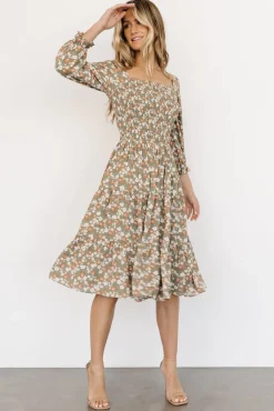 Baltic Born Marta Smocked Midi Dress | Dusty Olive Floral