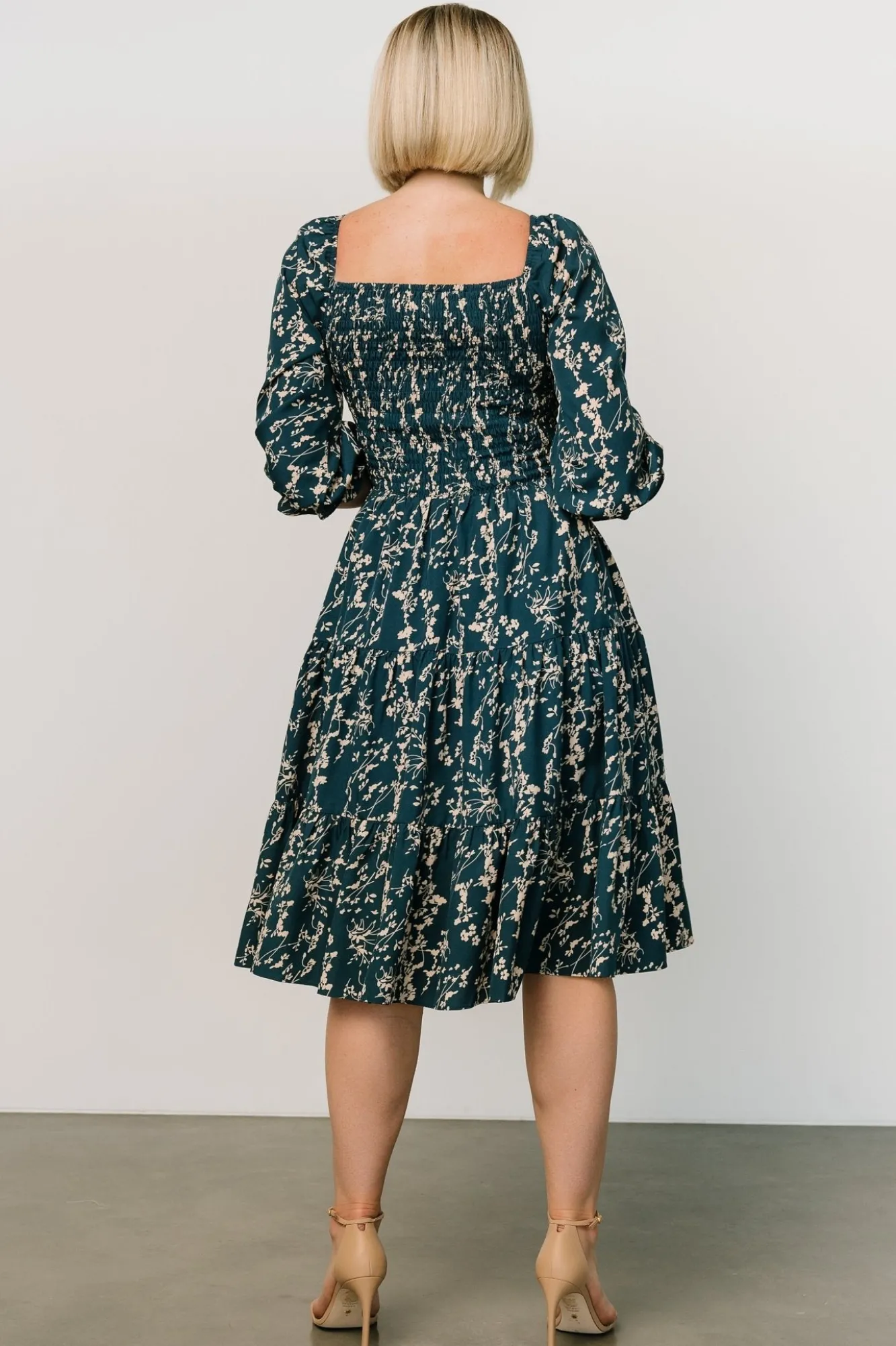 Baltic Born Marta Smocked Midi Dress | Topaz + Blush