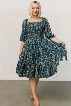 Baltic Born Marta Smocked Midi Dress | Topaz + Blush