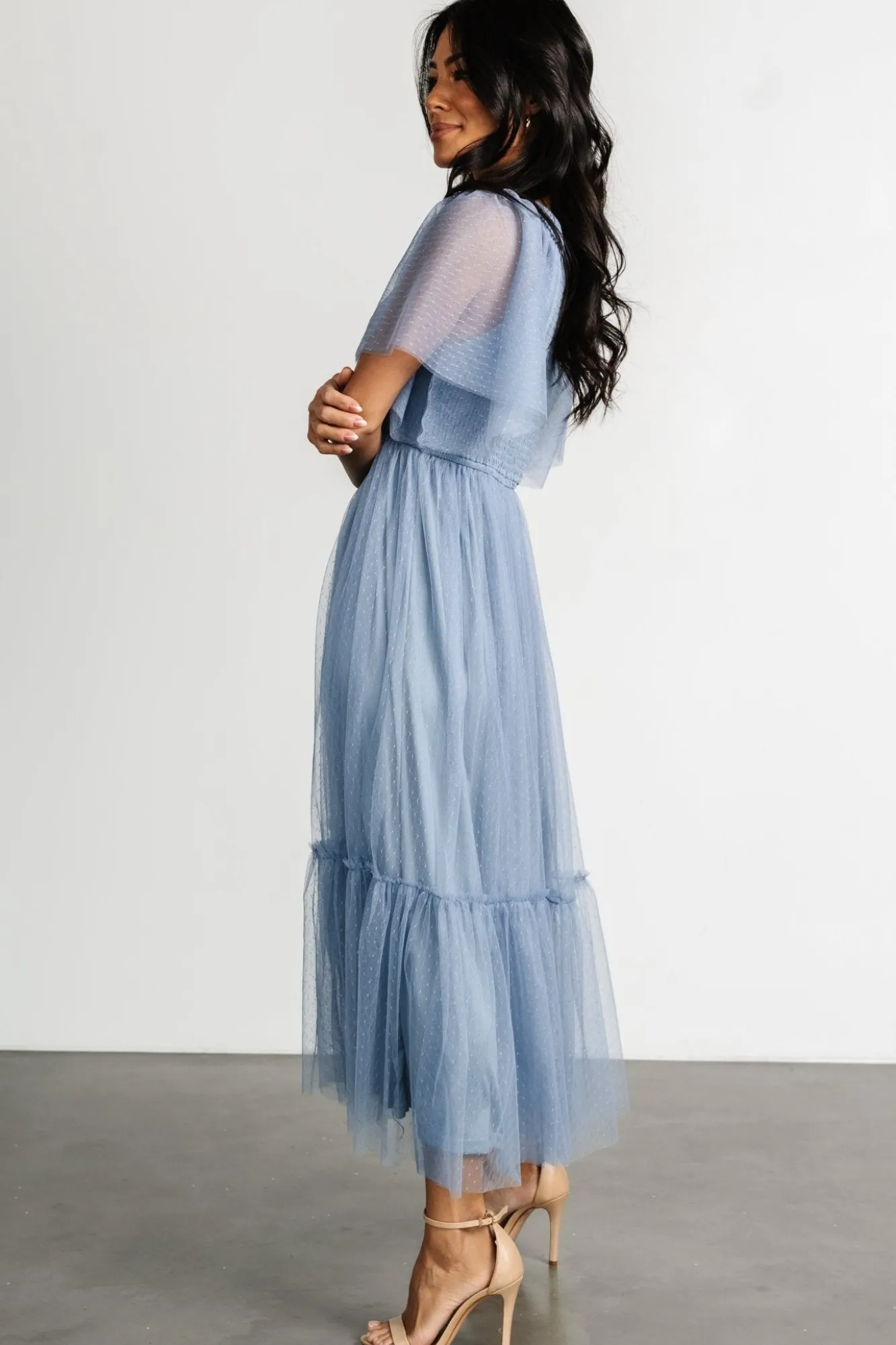 Baltic Born Martha Smocked Tulle Dress | Dusty Blue