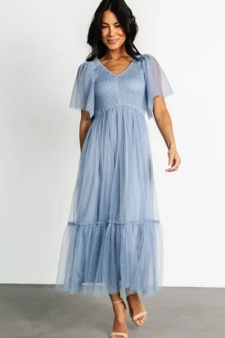 Baltic Born Martha Smocked Tulle Dress | Dusty Blue