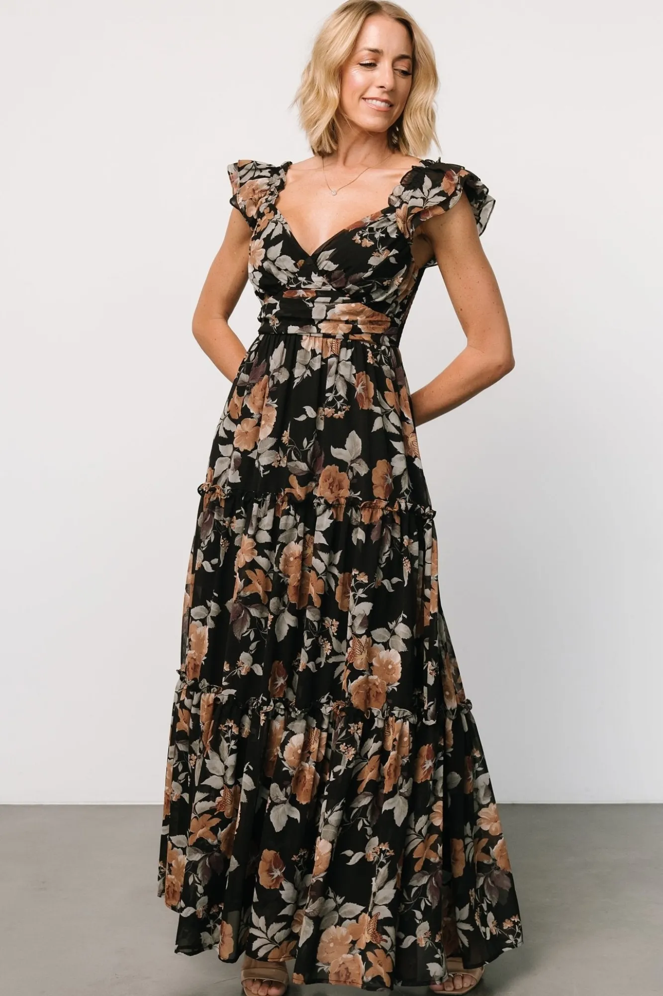 Baltic Born Martina Maxi Dress | Black + Copper Floral