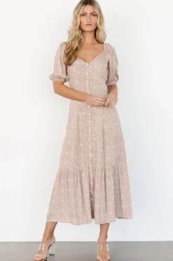 Baltic Born Mathilda Button Maxi Dress | Beige Floral
