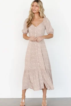 Baltic Born Mathilda Button Maxi Dress | Beige Floral