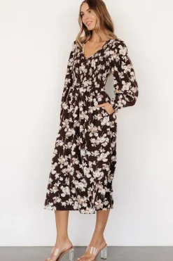 Baltic Born Matilda Smocked Midi Dress | Brown Floral