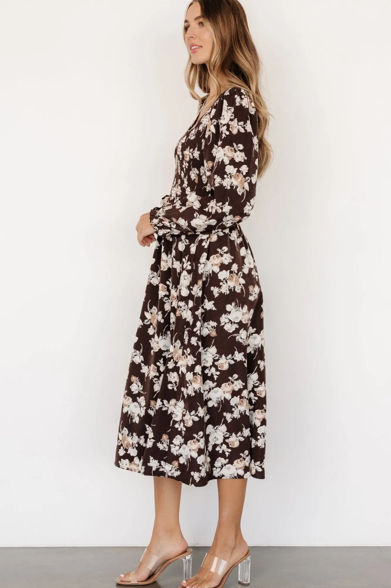 Baltic Born Matilda Smocked Midi Dress | Brown Floral