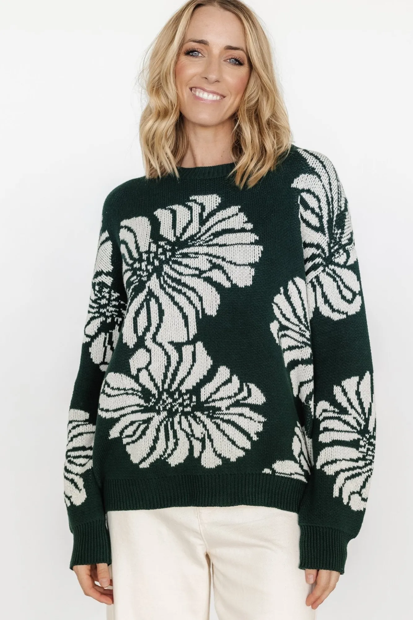 Baltic Born Maude Sweater | Green + Off White