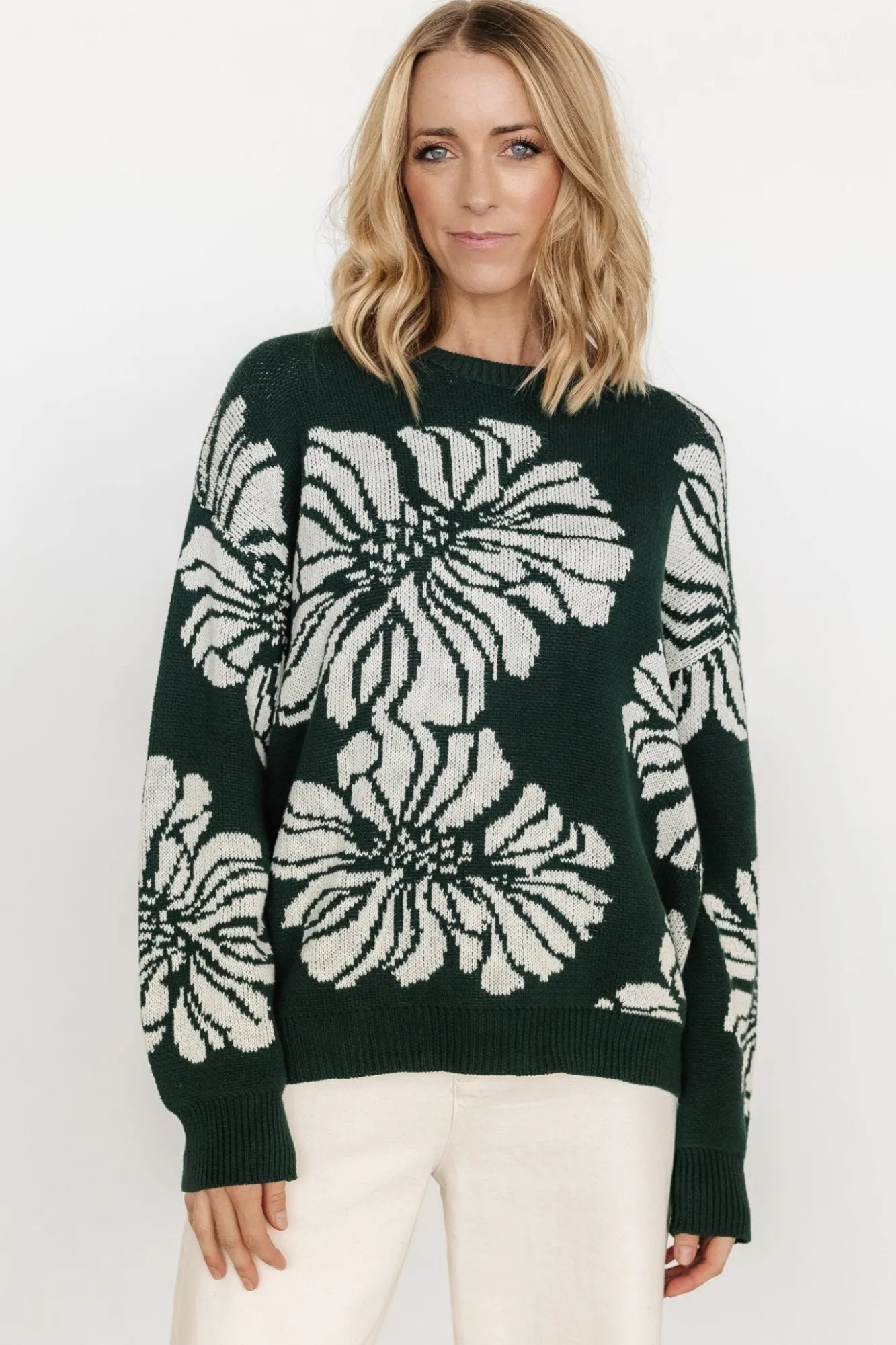 Baltic Born Maude Sweater | Green + Off White