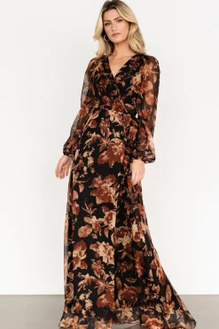 Baltic Born Maura Wrap Maxi Dress | Black Print