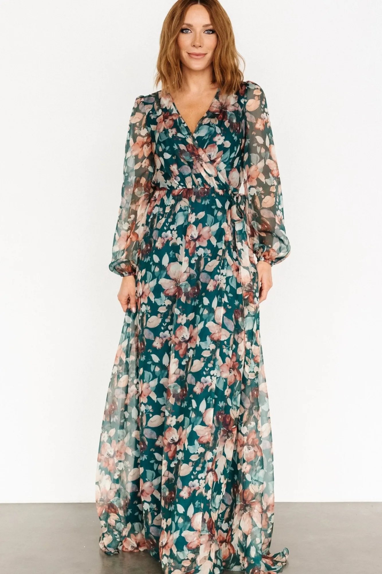 Baltic Born Maura Wrap Maxi Dress | Emerald Floral