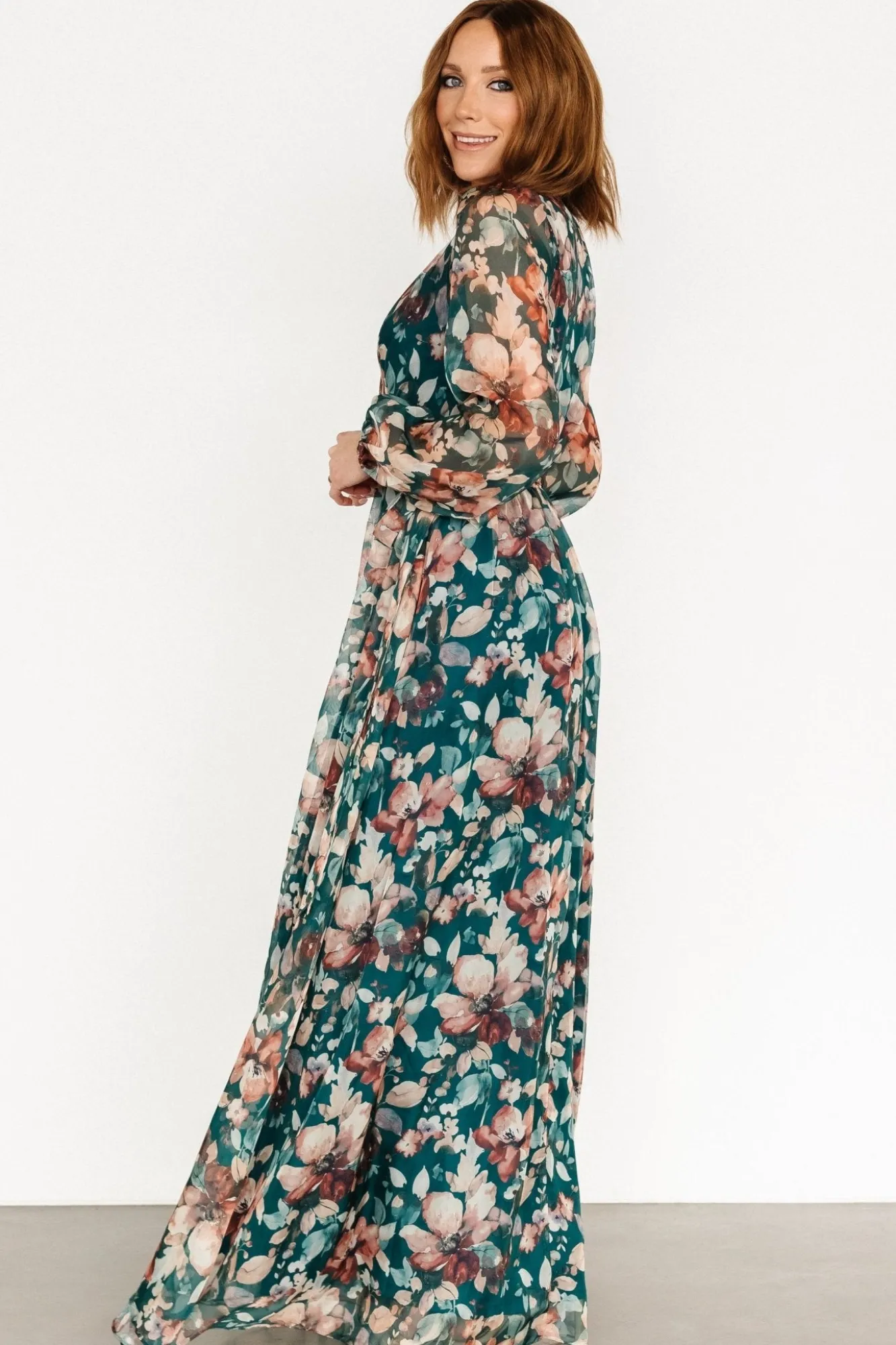 Baltic Born Maura Wrap Maxi Dress | Emerald Floral