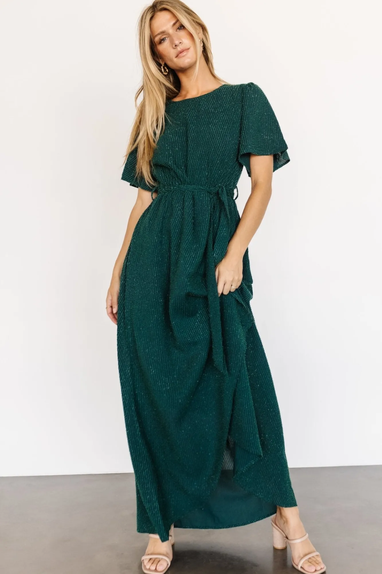 Baltic Born McCall Textured Maxi Dress | Dark Green