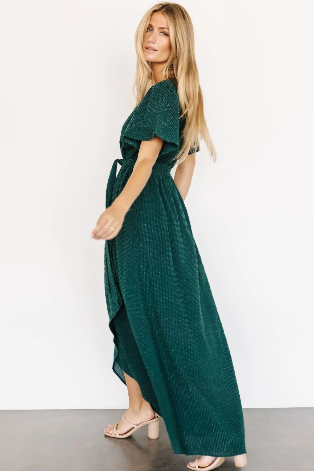 Baltic Born McCall Textured Maxi Dress | Dark Green