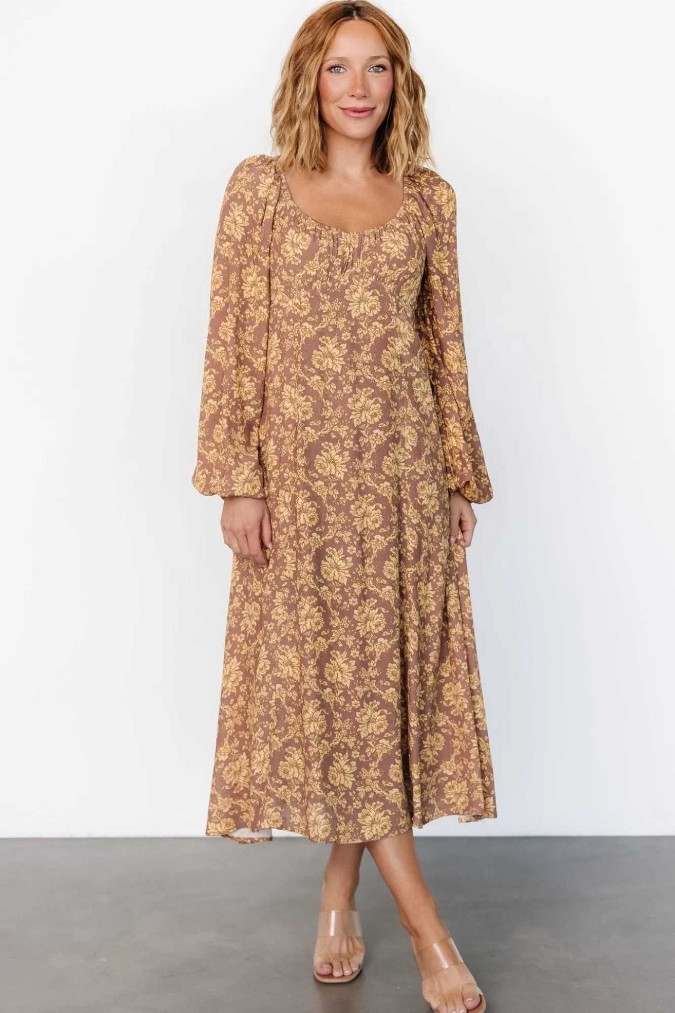 Baltic Born McKinney Dress | Brown + Gold Floral