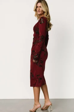 Baltic Born McQueen Midi Dress | Merlot + Black